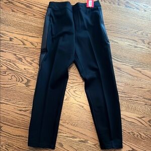 Spanx Black Ponte Straight Leo with Satin Trim Size M